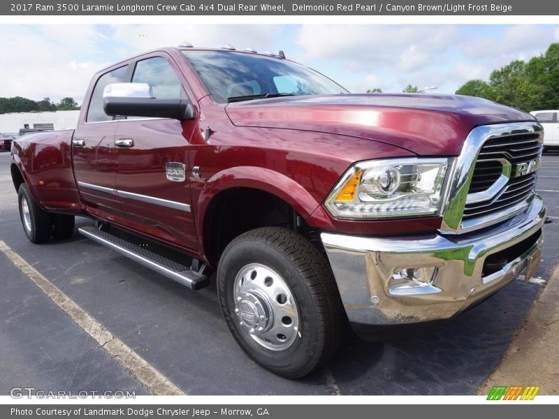 Delmonico Red Pearl / Canyon Brown/Light Frost Beige 2017 Ram 3500 Laramie Longhorn Crew Cab 4x4 Dual Rear Wheel