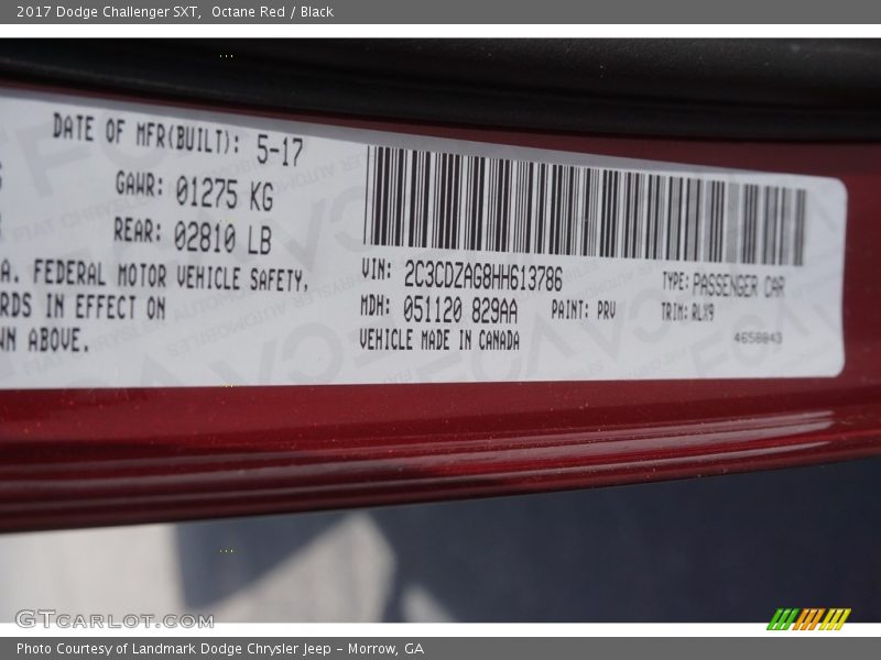 Octane Red / Black 2017 Dodge Challenger SXT