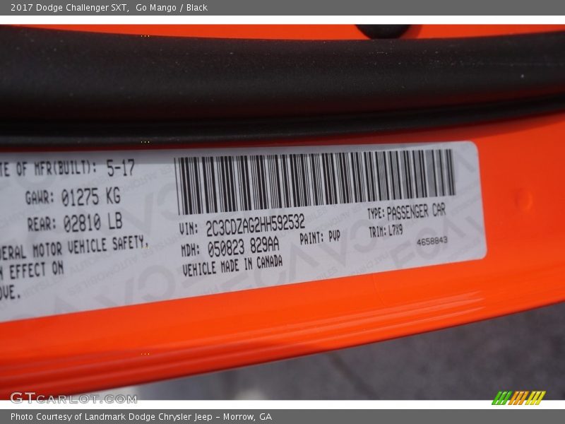 Go Mango / Black 2017 Dodge Challenger SXT