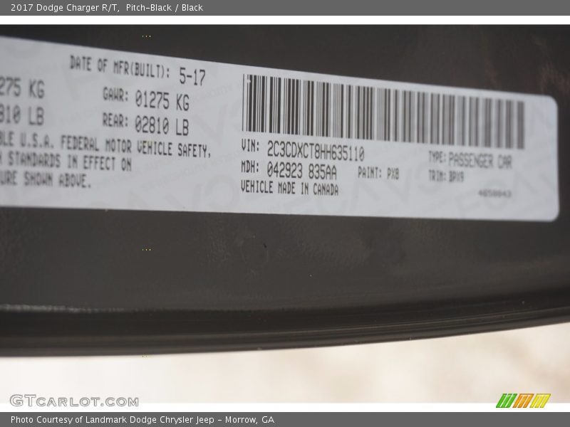 Pitch-Black / Black 2017 Dodge Charger R/T