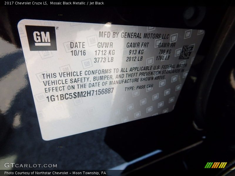 Mosaic Black Metallic / Jet Black 2017 Chevrolet Cruze LS