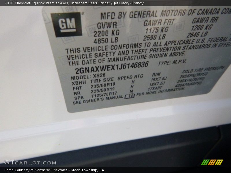 Iridescent Pearl Tricoat / Jet Black/­Brandy 2018 Chevrolet Equinox Premier AWD