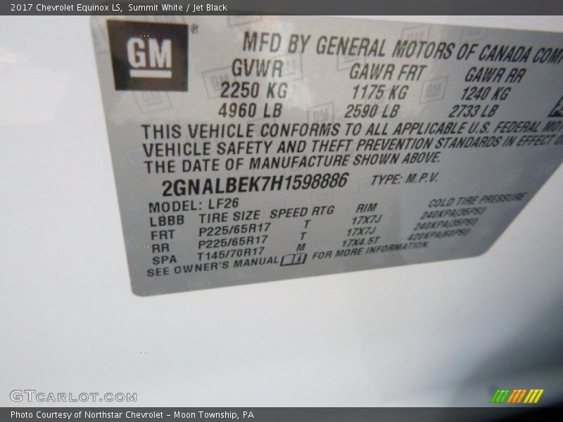 Summit White / Jet Black 2017 Chevrolet Equinox LS