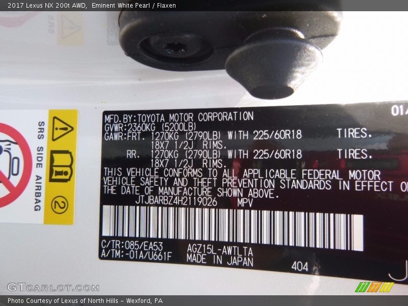 Eminent White Pearl / Flaxen 2017 Lexus NX 200t AWD