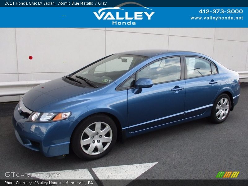 Atomic Blue Metallic / Gray 2011 Honda Civic LX Sedan