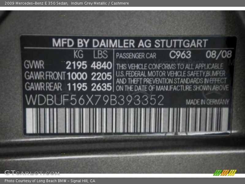 Indium Grey Metallic / Cashmere 2009 Mercedes-Benz E 350 Sedan