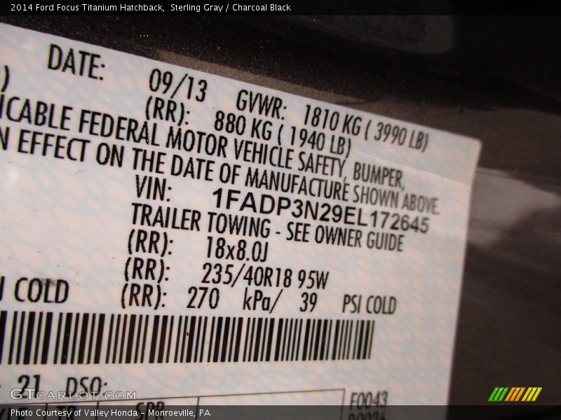 Sterling Gray / Charcoal Black 2014 Ford Focus Titanium Hatchback