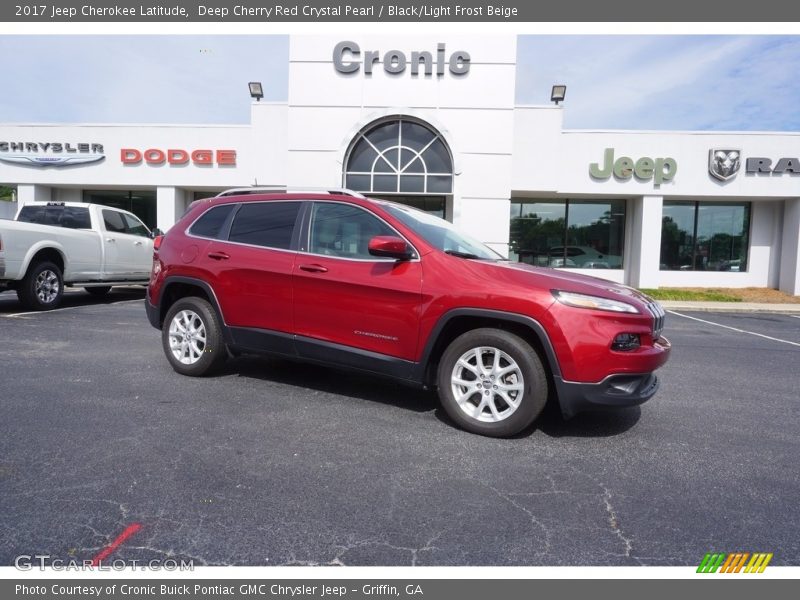 Deep Cherry Red Crystal Pearl / Black/Light Frost Beige 2017 Jeep Cherokee Latitude