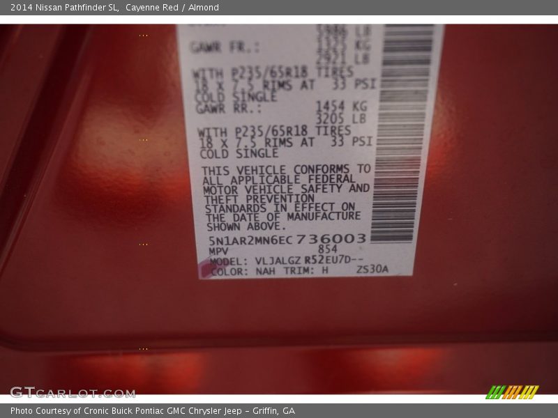 Cayenne Red / Almond 2014 Nissan Pathfinder SL