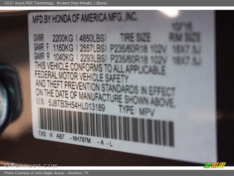 Modern Steel Metallic / Ebony 2017 Acura RDX Technology