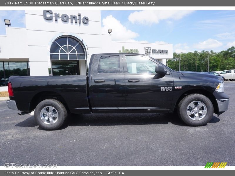 Brilliant Black Crystal Pearl / Black/Diesel Gray 2017 Ram 1500 Tradesman Quad Cab