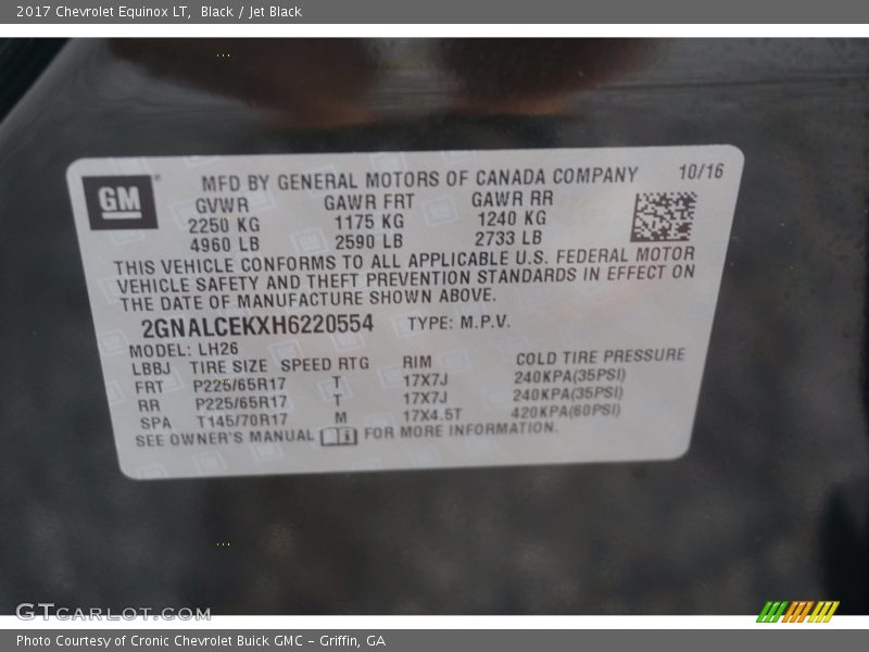 Black / Jet Black 2017 Chevrolet Equinox LT