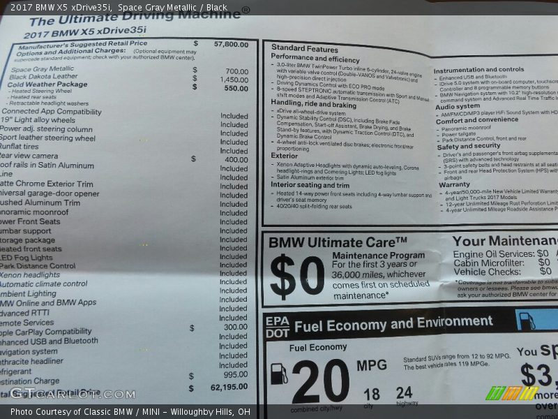 Space Gray Metallic / Black 2017 BMW X5 xDrive35i