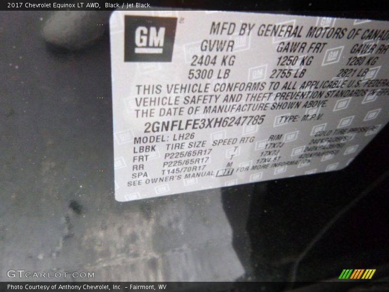 Black / Jet Black 2017 Chevrolet Equinox LT AWD