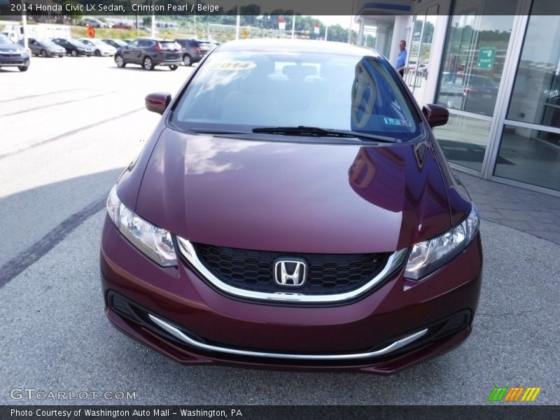 Crimson Pearl / Beige 2014 Honda Civic LX Sedan
