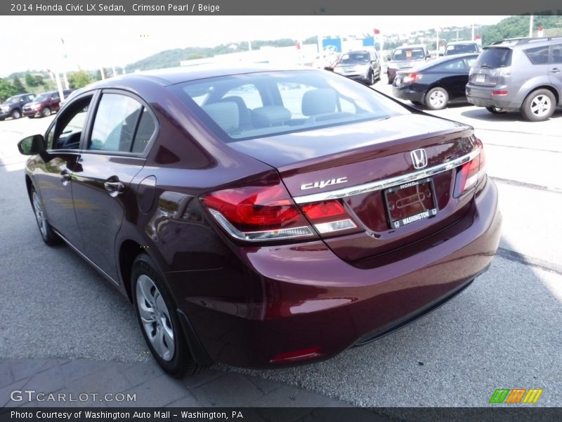 Crimson Pearl / Beige 2014 Honda Civic LX Sedan
