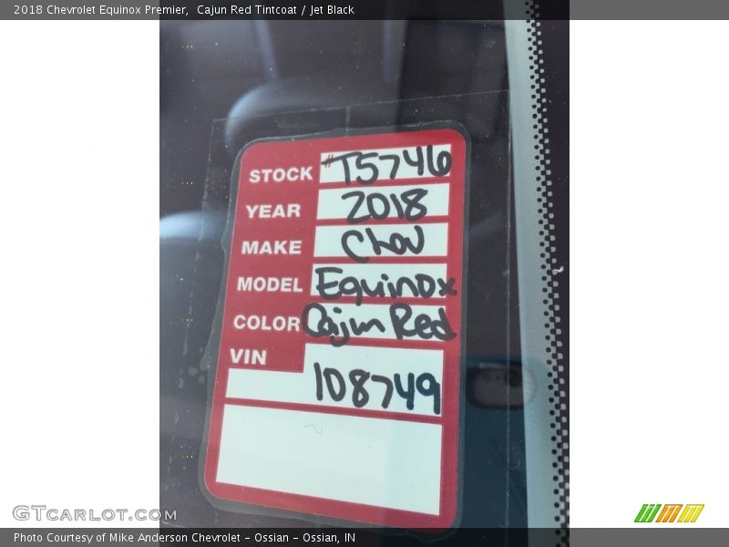 Cajun Red Tintcoat / Jet Black 2018 Chevrolet Equinox Premier