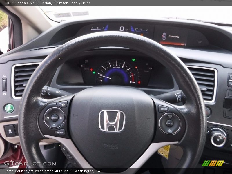 Crimson Pearl / Beige 2014 Honda Civic LX Sedan