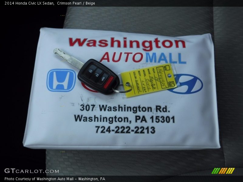 Crimson Pearl / Beige 2014 Honda Civic LX Sedan