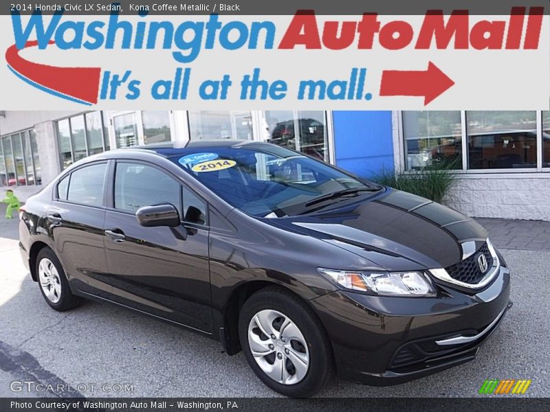 Kona Coffee Metallic / Black 2014 Honda Civic LX Sedan