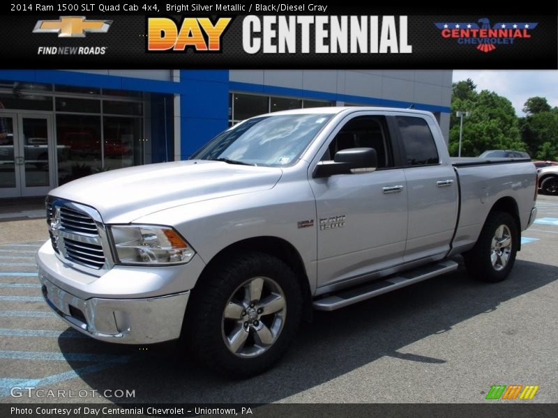 Bright Silver Metallic / Black/Diesel Gray 2014 Ram 1500 SLT Quad Cab 4x4