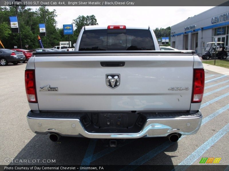 Bright Silver Metallic / Black/Diesel Gray 2014 Ram 1500 SLT Quad Cab 4x4