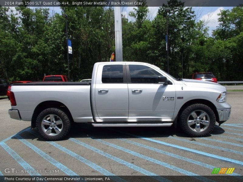 Bright Silver Metallic / Black/Diesel Gray 2014 Ram 1500 SLT Quad Cab 4x4