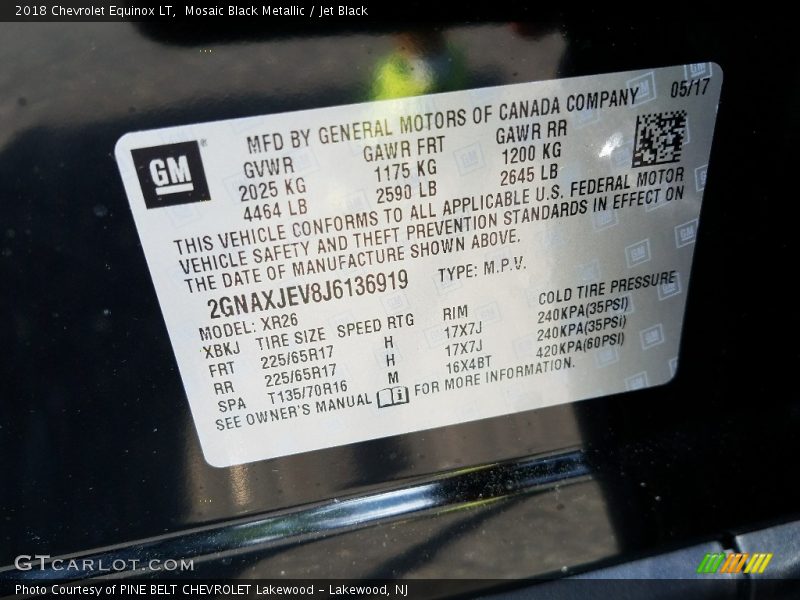 Mosaic Black Metallic / Jet Black 2018 Chevrolet Equinox LT