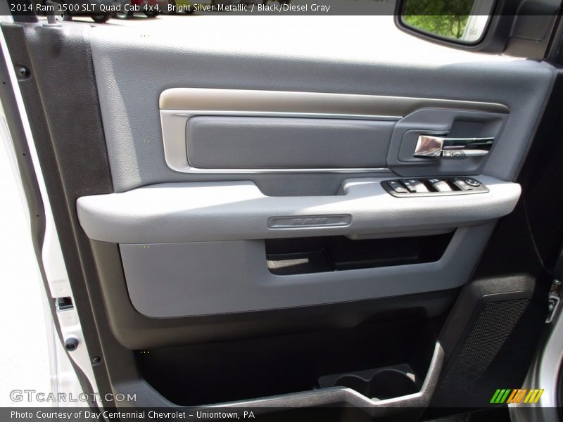 Bright Silver Metallic / Black/Diesel Gray 2014 Ram 1500 SLT Quad Cab 4x4