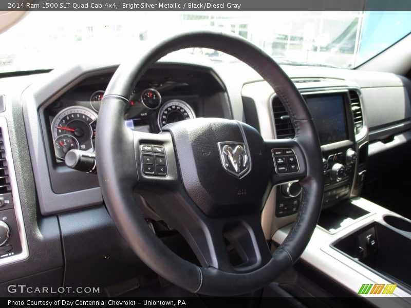 Bright Silver Metallic / Black/Diesel Gray 2014 Ram 1500 SLT Quad Cab 4x4