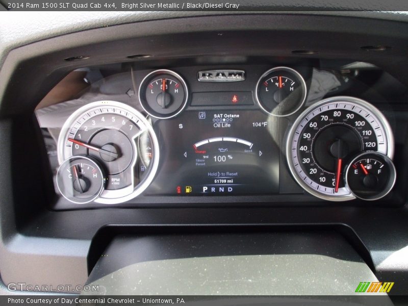Bright Silver Metallic / Black/Diesel Gray 2014 Ram 1500 SLT Quad Cab 4x4