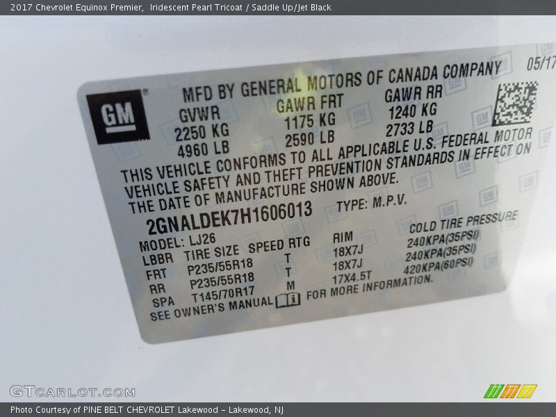 Iridescent Pearl Tricoat / Saddle Up/Jet Black 2017 Chevrolet Equinox Premier