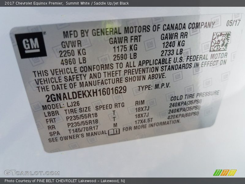 Summit White / Saddle Up/Jet Black 2017 Chevrolet Equinox Premier