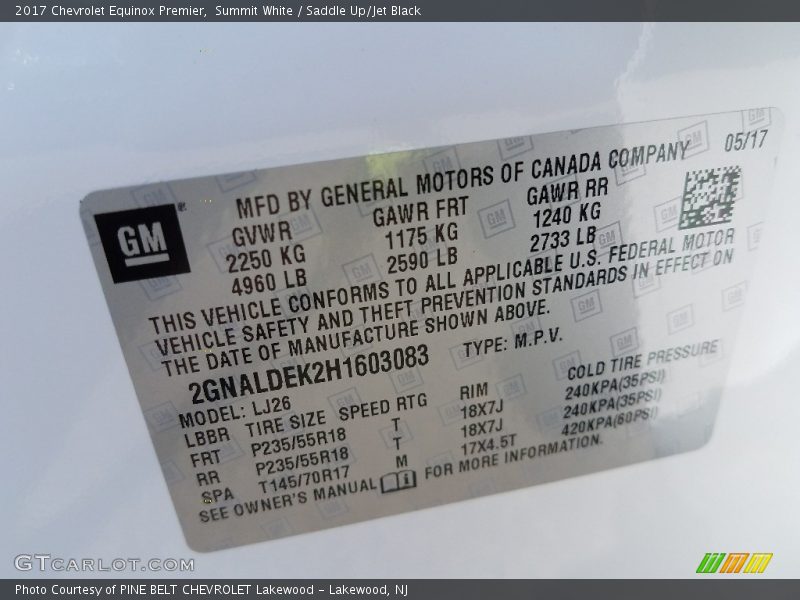 Summit White / Saddle Up/Jet Black 2017 Chevrolet Equinox Premier