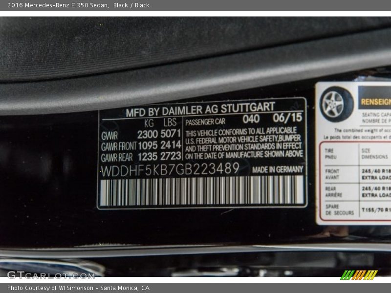 Black / Black 2016 Mercedes-Benz E 350 Sedan