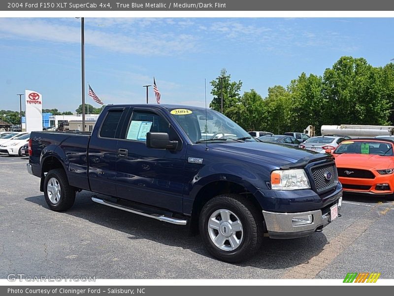 True Blue Metallic / Medium/Dark Flint 2004 Ford F150 XLT SuperCab 4x4