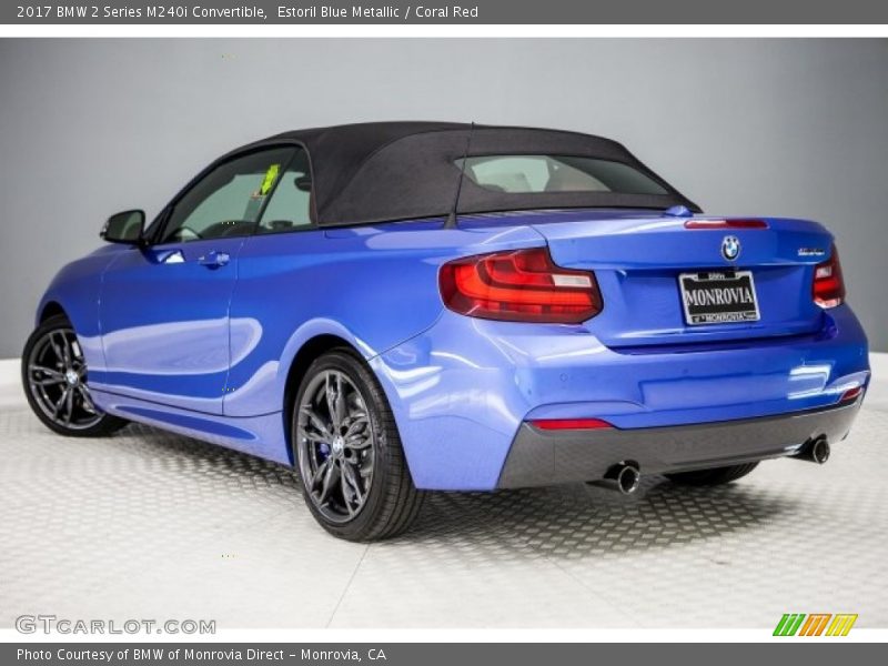 Estoril Blue Metallic / Coral Red 2017 BMW 2 Series M240i Convertible