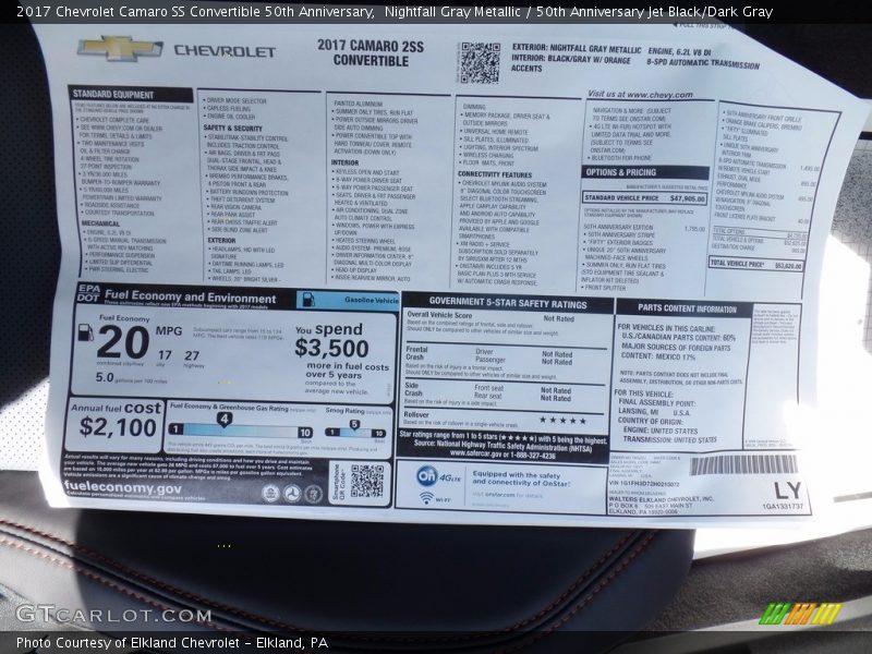 Nightfall Gray Metallic / 50th Anniversary Jet Black/Dark Gray 2017 Chevrolet Camaro SS Convertible 50th Anniversary