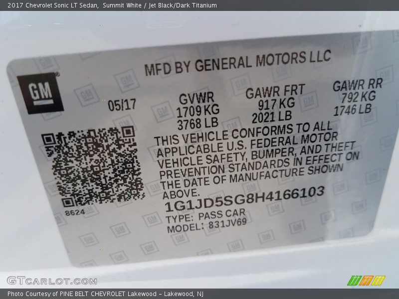 Summit White / Jet Black/Dark Titanium 2017 Chevrolet Sonic LT Sedan