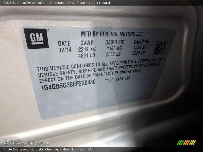 Champagne Silver Metallic / Light Neutral 2014 Buick LaCrosse Leather