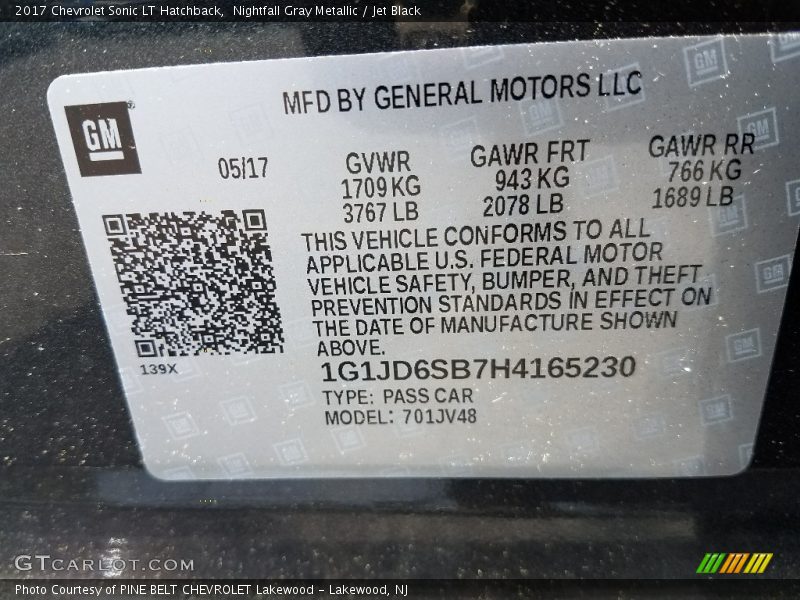 Nightfall Gray Metallic / Jet Black 2017 Chevrolet Sonic LT Hatchback