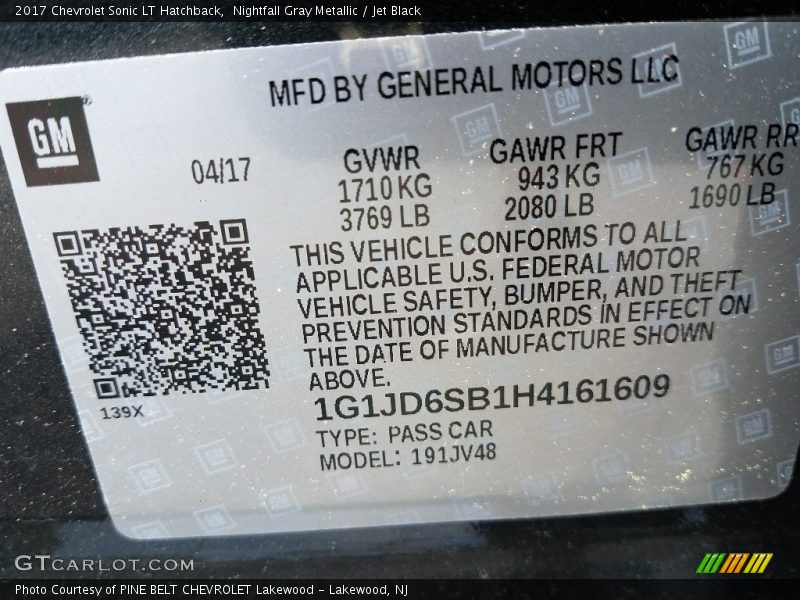 Nightfall Gray Metallic / Jet Black 2017 Chevrolet Sonic LT Hatchback