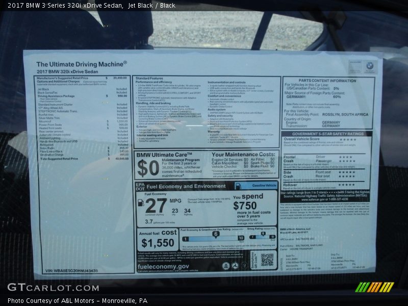 Jet Black / Black 2017 BMW 3 Series 320i xDrive Sedan