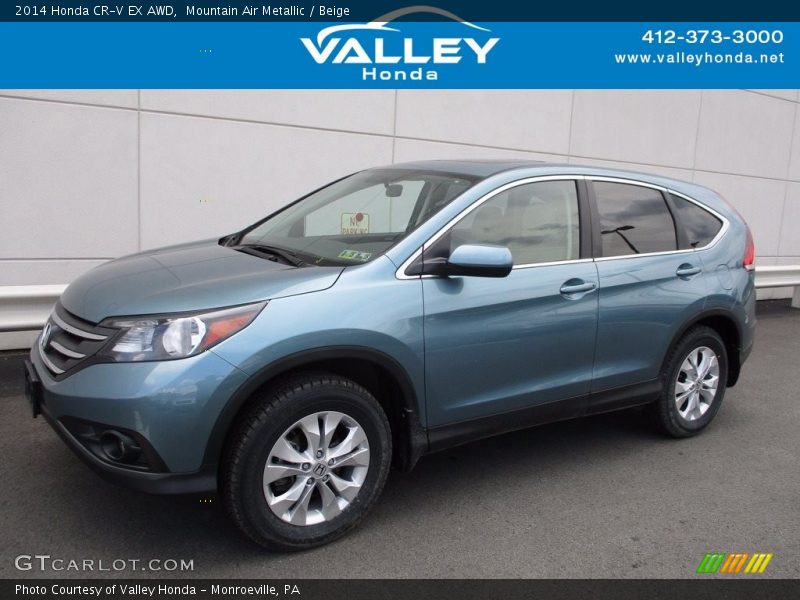 Mountain Air Metallic / Beige 2014 Honda CR-V EX AWD