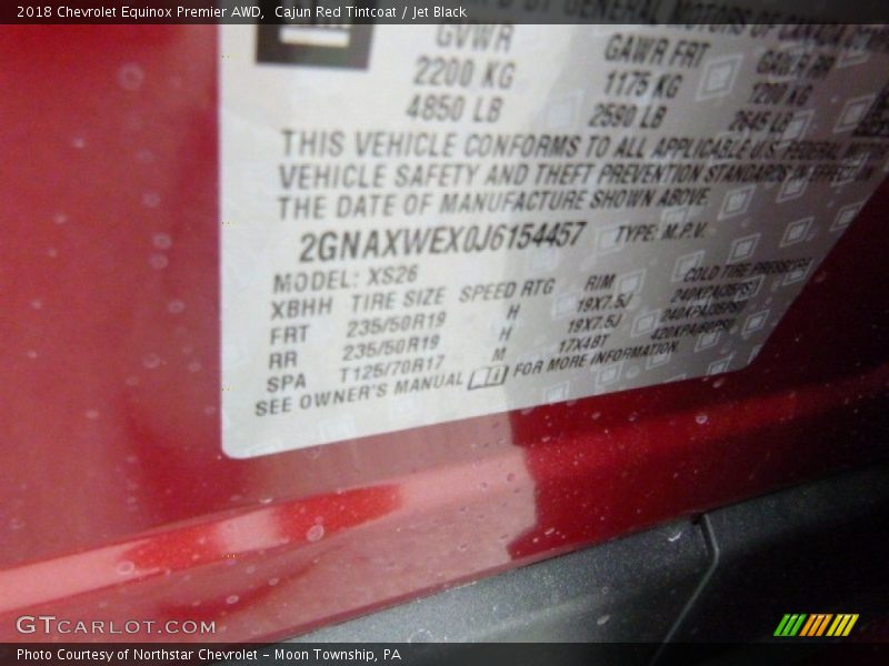 Cajun Red Tintcoat / Jet Black 2018 Chevrolet Equinox Premier AWD