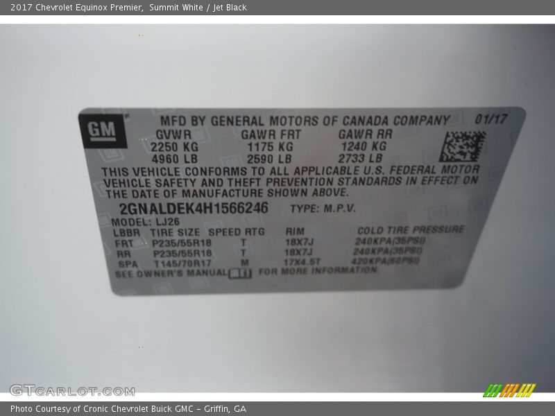 Summit White / Jet Black 2017 Chevrolet Equinox Premier
