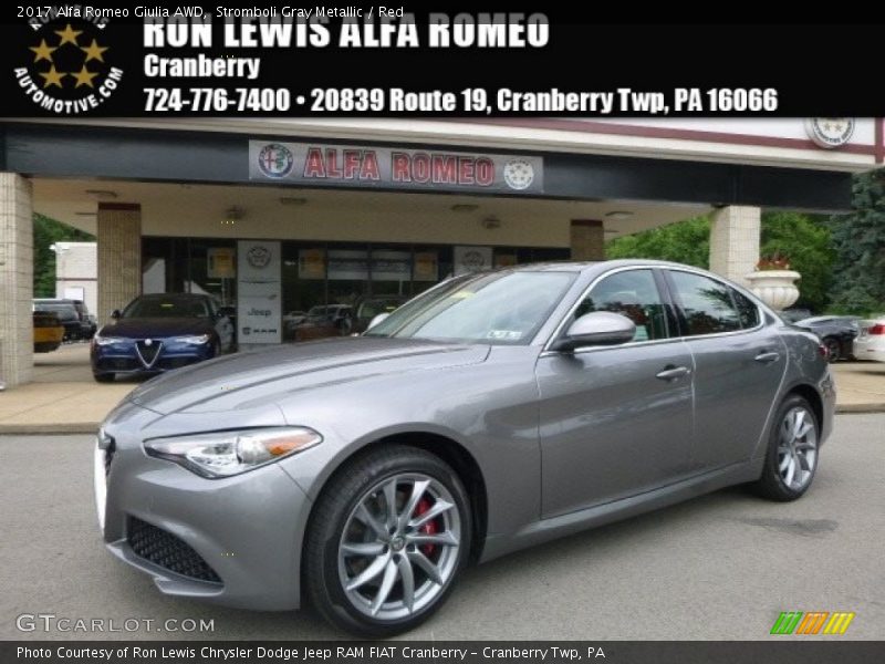 Stromboli Gray Metallic / Red 2017 Alfa Romeo Giulia AWD
