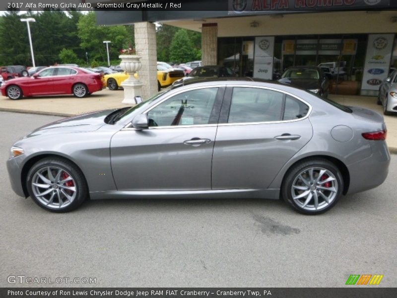 Stromboli Gray Metallic / Red 2017 Alfa Romeo Giulia AWD