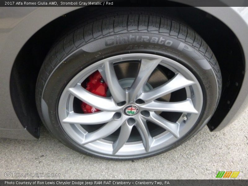Stromboli Gray Metallic / Red 2017 Alfa Romeo Giulia AWD