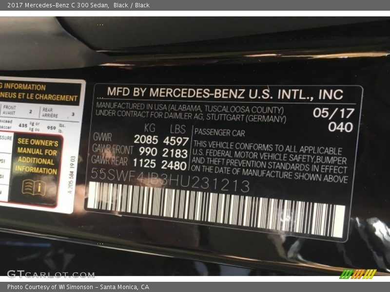 Black / Black 2017 Mercedes-Benz C 300 Sedan